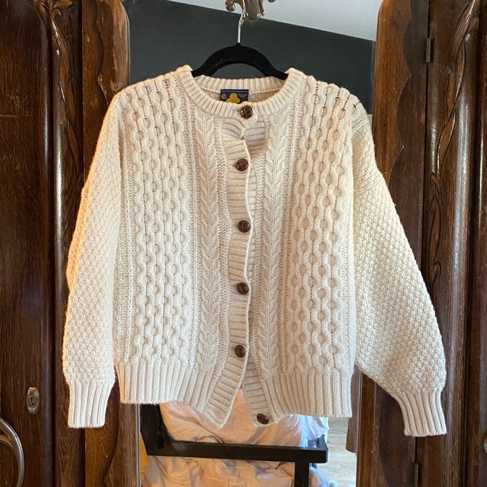 Elms park wool fisherman’s sweater cardigan